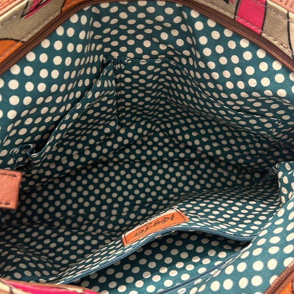 Fossil key-per coated canvas double handle retro floral purse - Picture 12 of 12